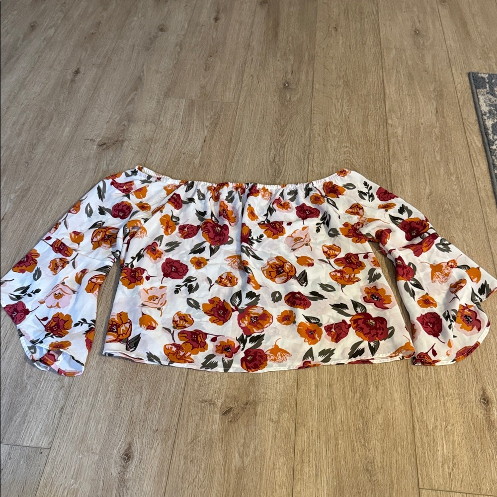 Charlotte Russe Red and Orange Floral Skirt